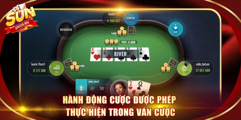 Hành động cược được phép thực hiện trong ván cược